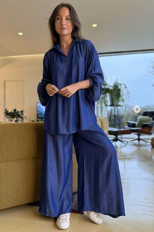 Perfect Chambray Denim Open Placket Shirt Mid /36=